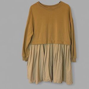 Casual Tan and Brown Sweatshirt Mini Dress Medium